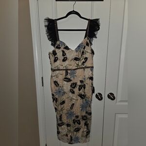 LULUS Chic Floral Lace Midi Dress